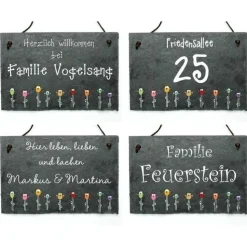 Personalisiertes Schiefertürschild – Handgemachtes Namensschild als Geschenk für Familie, Hochzeit & Einzug