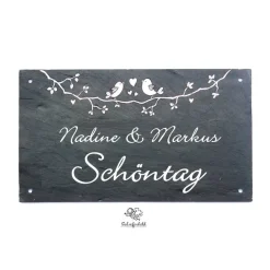 Personalisiertes Schiefer Türschild – Handgemachtes Hochzeitsgeschenk mit Namen für das Brautpaar