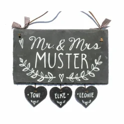 Personalisiertes Schiefer Türschild mit Name – Geschenk für Frauen & Paare, handgemacht, wetterfest