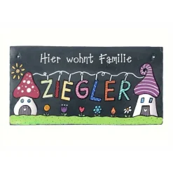 Personalisiertes Schiefer Haustürschild – Einzigartiges Geschenk mit Name, Schieferschild handgemalt & wetterfest, exklusives Design, hochwertig, dekorativ, persönliches Familiengeschenk