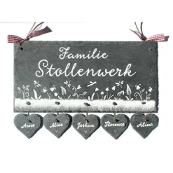 Personalisiertes Schiefertürschild – Handbemalt & Wetterfest – Individuelles Geschenk für Familie, Einzug & Hochzeit