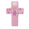 Personalisiertes Schutzengelkreuz Mädchen – Handbemaltes Taufkreuz aus Holz Geschenk zur Taufe & Geburt