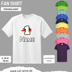 Personalisiertes Shirt Fußball EM Europameisterschaft Deutschland Wunschzahl & Name