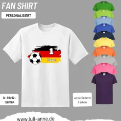 Personalisiertes Shirt Fußball EM Europameisterschaft Deutschland Wunschzahl & Name