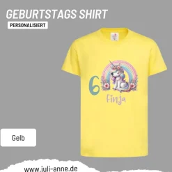Personalisiertes Shirt GEBURTSTAG Zahl & Name personalisiert Rainbow Unicorn