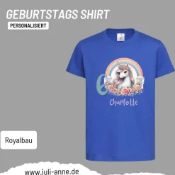 Personalisiertes Shirt GEBURTSTAG Zahl & Name personalisiert Rainbow Unicorn