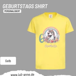 Personalisiertes Shirt GEBURTSTAG Zahl & Name personalisiert Rainbow Unicorn