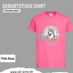 Personalisiertes Shirt GEBURTSTAG Zahl & Name personalisiert Rainbow Unicorn