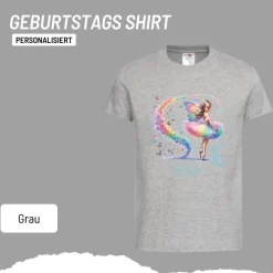 Personalisiertes Shirt GEBURTSTAG Zahl & Name personalisiert ~ Ballerina Fee Bunt Schmetterlinge