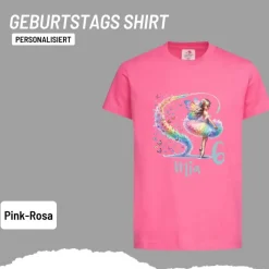 Personalisiertes Shirt GEBURTSTAG Zahl & Name personalisiert ~ Ballerina Fee Bunt Schmetterlinge