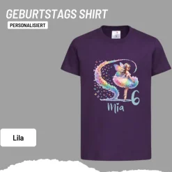 Personalisiertes Shirt GEBURTSTAG Zahl & Name personalisiert ~ Ballerina Fee Bunt Schmetterlinge