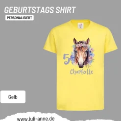 Personalisiertes Shirt GEBURTSTAG Zahl & Name personalisiert Flower Horse