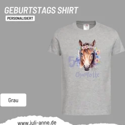 Personalisiertes Shirt GEBURTSTAG Zahl & Name personalisiert Flower Horse