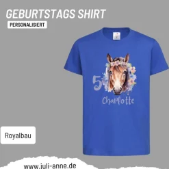 Personalisiertes Shirt GEBURTSTAG Zahl & Name personalisiert Flower Horse