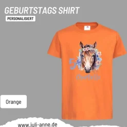 Personalisiertes Shirt GEBURTSTAG Zahl & Name personalisiert Flower Horse