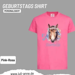 Personalisiertes Shirt GEBURTSTAG Zahl & Name personalisiert Flower Horse