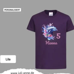 Personalisiertes Shirt GEBURTSTAG Zahl & Name personalisiert Aqua Delfin 2