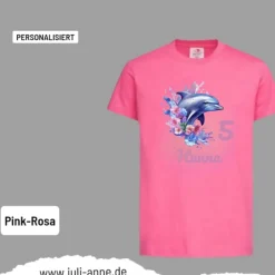 Personalisiertes Shirt GEBURTSTAG Zahl & Name personalisiert Aqua Delfin 2