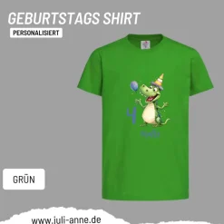 Personalisiertes Shirt GEBURTSTAG Zahl & Name personalisiert Party Drache Dino