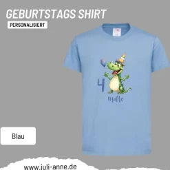 Personalisiertes Shirt GEBURTSTAG Zahl & Name personalisiert Party Drache Dino