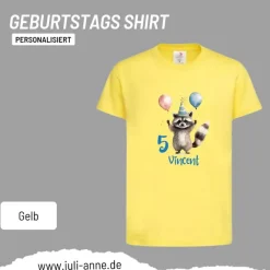 Personalisiertes Shirt GEBURTSTAG Zahl & Name personalisiert Party Waschbär