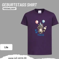 Personalisiertes Shirt GEBURTSTAG Zahl & Name personalisiert Party Waschbär