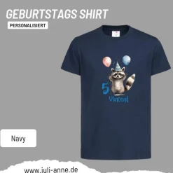 Personalisiertes Shirt GEBURTSTAG Zahl & Name personalisiert Party Waschbär
