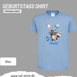 Personalisiertes Shirt GEBURTSTAG Zahl & Name personalisiert Party Waschbär