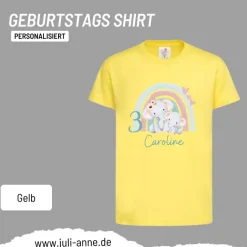 Personalisiertes Shirt GEBURTSTAG Zahl & Name personalisiert Regenbogen Elefant