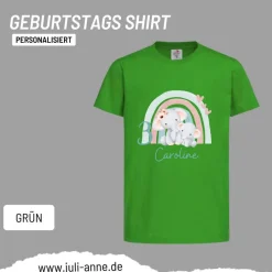 Personalisiertes Shirt GEBURTSTAG Zahl & Name personalisiert Regenbogen Elefant