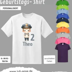 Personalisiertes Shirt GEBURTSTAG Zahl & Name personalisiert Polizei Junge Kuchen