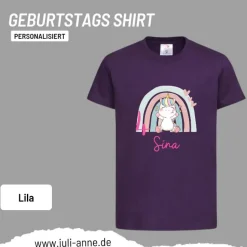 Personalisiertes Shirt GEBURTSTAG Zahl & Name personalisiert Regenbogen Dino Einhorn