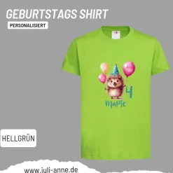 Personalisiertes Shirt GEBURTSTAG Zahl & Name personalisiert Party Igel