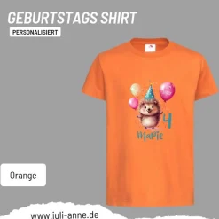 Personalisiertes Shirt GEBURTSTAG Zahl & Name personalisiert Party Igel