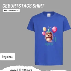 Personalisiertes Shirt GEBURTSTAG Zahl & Name personalisiert Party Igel