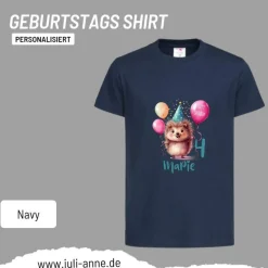 Personalisiertes Shirt GEBURTSTAG Zahl & Name personalisiert Party Igel
