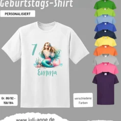 Personalisiertes Shirt GEBURTSTAG Zahl & Name personalisiert MERMAID CUTIE 5