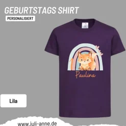 Personalisiertes Shirt GEBURTSTAG Zahl & Name personalisiert Regenbogen Fuchs