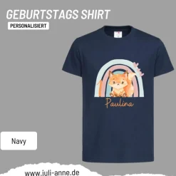 Personalisiertes Shirt GEBURTSTAG Zahl & Name personalisiert Regenbogen Fuchs