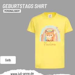 Personalisiertes Shirt GEBURTSTAG Zahl & Name personalisiert Regenbogen Fuchs