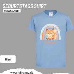 Personalisiertes Shirt GEBURTSTAG Zahl & Name personalisiert Regenbogen Fuchs