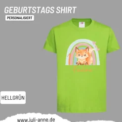 Personalisiertes Shirt GEBURTSTAG Zahl & Name personalisiert Regenbogen Fuchs