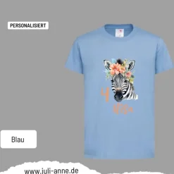 Personalisiertes Shirt GEBURTSTAG Zahl & Name personalisiert Zebra