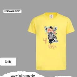 Personalisiertes Shirt GEBURTSTAG Zahl & Name personalisiert Zebra