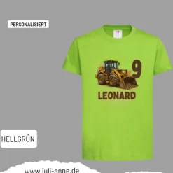 Personalisiertes Shirt GEBURTSTAG Zahl & Name personalisiert Bagger BULLDOZER