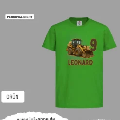 Personalisiertes Shirt GEBURTSTAG Zahl & Name personalisiert Bagger BULLDOZER