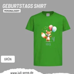Personalisiertes Shirt GEBURTSTAG Zahl & Name personalisiert Party Fuchs