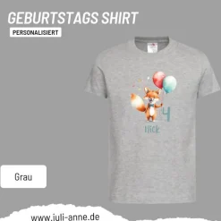 Personalisiertes Shirt GEBURTSTAG Zahl & Name personalisiert Party Fuchs
