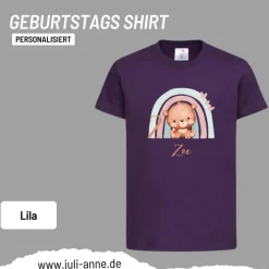 Personalisiertes Shirt GEBURTSTAG Zahl & Name personalisiert Regenbogen Teddy Bär