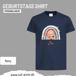Personalisiertes Shirt GEBURTSTAG Zahl & Name personalisiert Regenbogen Teddy Bär